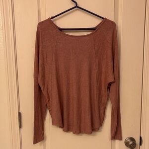 Ribbed Long Sleeve Top in Dusty Pink